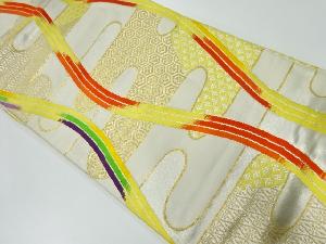 アンティーク　ヱ霞に立涌模様織出し袋帯（材料）